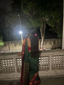 Elegant Dark Green Saree with Pink Blouse