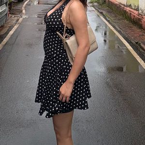 Chic Polka Dot Halter Dress
