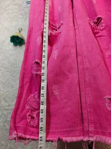 Y#k Aesthetic Hot Pink Ripped Denim Jeans