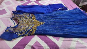 Double Layer Blue Anarkali Dress