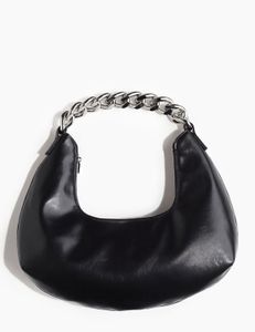 Chic Black Hobo Bag with Chain Strap