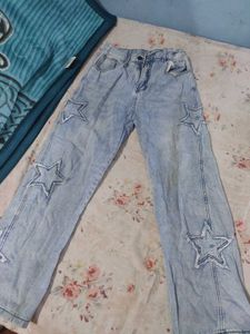 Women's Star Print Light Wash Jeans