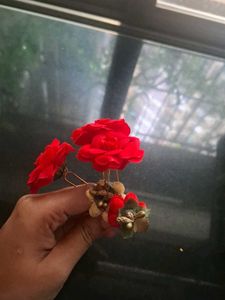 Red Rose Floral Jewellery Set