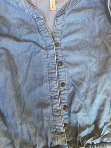 Denim Blue Button-Front Dress