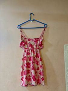 Pink Floral Cut-Out Mini Dress