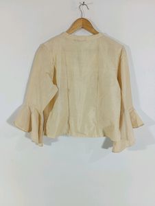 Cream Plain Casual Top (Women)
