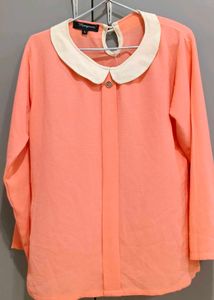 Coral round Collar Top