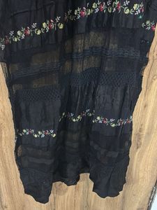 Boho Embroidered Black Dress