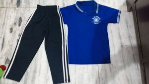 Kids Blue Polo Shirt & Track Pants Set