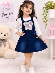 Cute Denim Mickey Hand Dress for Girls 🎀