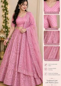 Elegant Pink Embroidered Lehenga Choli