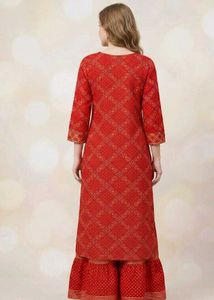 Vibrant Red Ethnic Kurta Set with garara