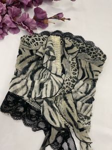 Strapless Animal Print Lace Trim corset Top
