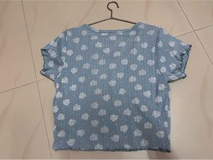 Cute Vintage Style Blue Floral Print T-Shirt