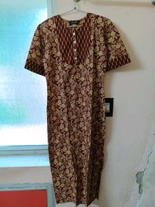 Elegant Brown Floral Print Kurta