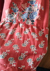 Tiered Floral Print Cotton Kurta