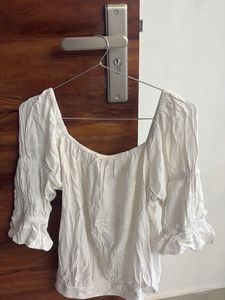 White Off-Shoulder Puff Sleeve Top