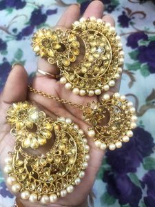 Gold-tone Pearl Embellished Earrings