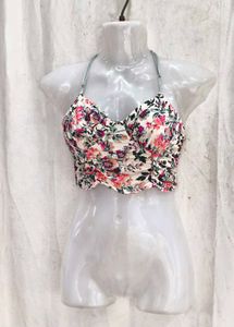I. Floral Ruched Crop Top