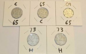 Set Of 5 Rare Two Paise Coins For Sale