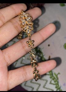 Gold Flower Bracelet with Stones
