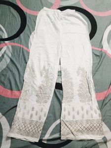 Yellow Printed Kurta with White Pants