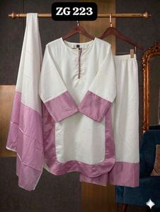 Elegant Cream & Pink Kurta Set with Dupatta