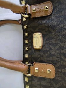 Michael Kors Studded Monogram Dome Satchel Bag