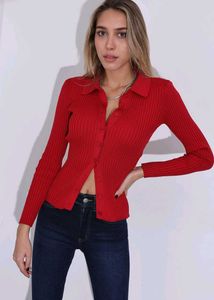 Chic Red Cable Knit Cardigan