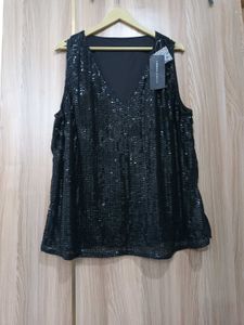 sequin Black Sleeveless Top new