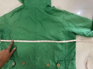 Green Hooded Casual Jacket