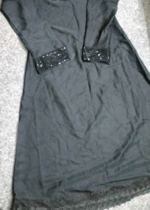 Black Abaya Dress with Sequin Detail
