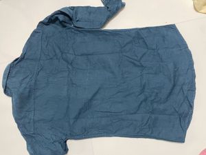 Men's Blue Long Sleeve Button-Up Shirt