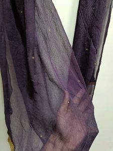 Purple &amp; Gold Embellished Dupatta