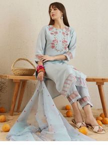 Embroidered Kurta Set with Dupatta
