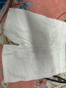 White Denim Shorts with Patches