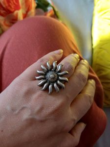 Unique Sun-Shaped brass Statement Ring
