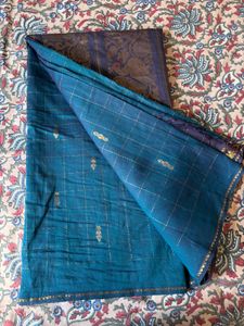 Elegant Blue &amp; Purple Saree with Gold
