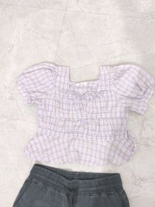 Cute Checkered Top &amp; Pants Set