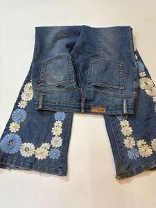 Floral Flare High Rise Jeans