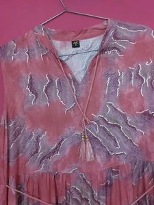 Pink Abstract Print Maxi Dress