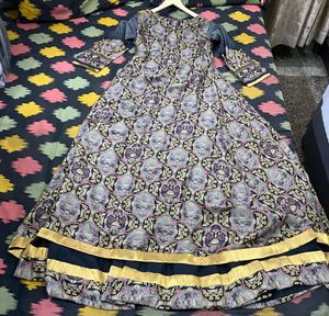 Embroidered Kurta with Printed Panels