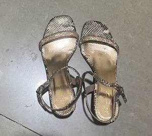Statement Golden Branded Heel Sandles