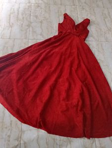 Sparkling Red V-Neck Maxi Dress