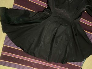 Black Puff Sleeve V-Neck Dress