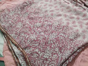 Pink Printed Kurta with Plain Pin