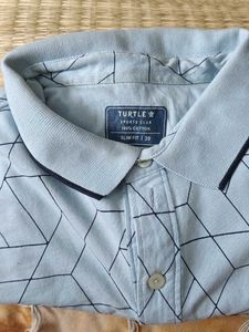 Men's Light Blue Geometric Print Polo Shirt