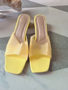 Stylish Yellow Block Heel Sandals