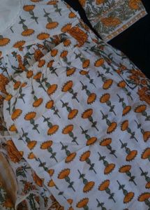 White Kurta with Yellow Floral Print