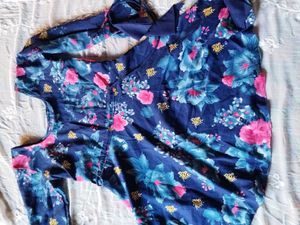 Blue Floral Print Kurta with salwar